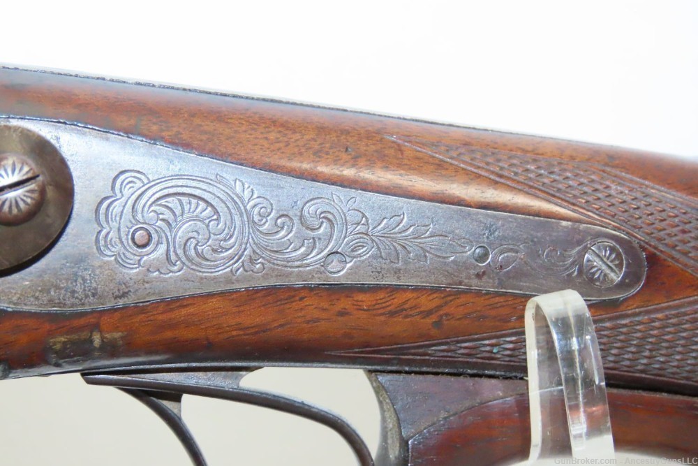 1800s ENGRAVED Antique German Percussion Back Action SxS 16 Gauge Shotgun  -img-5