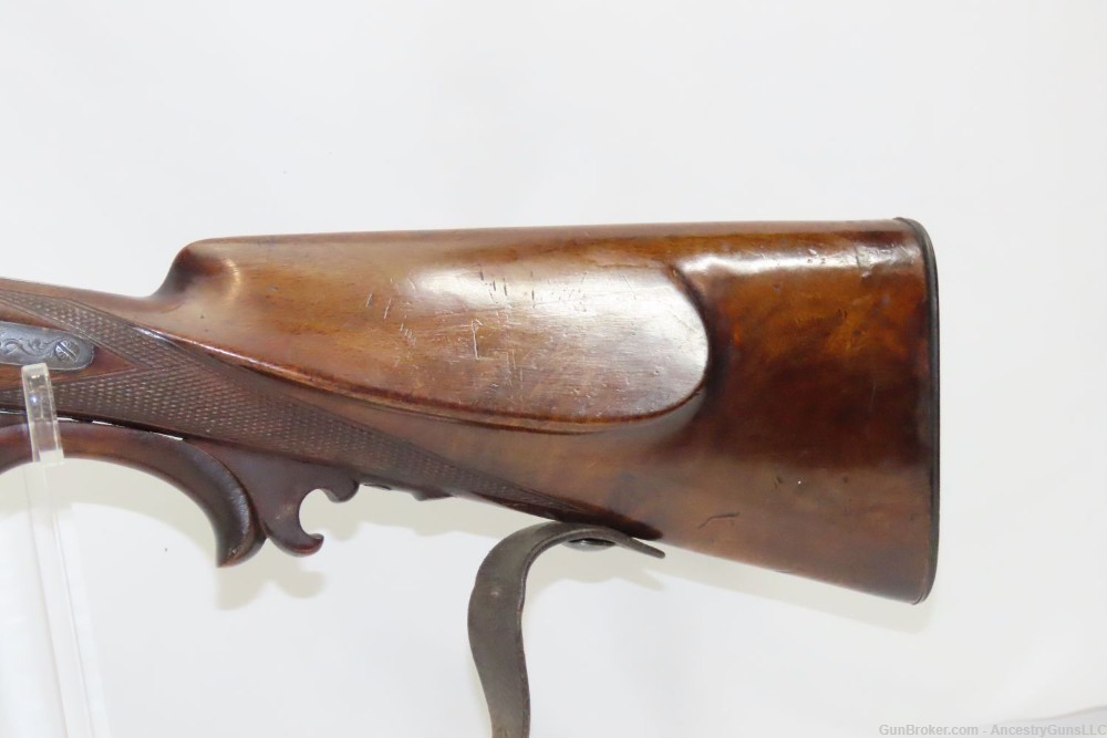 1800s ENGRAVED Antique German Percussion Back Action SxS 16 Gauge Shotgun  -img-2