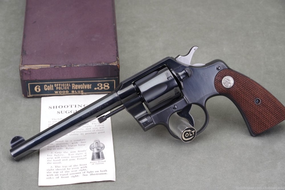 1941 Colt Official Police 38 Special 6'' Blue with Box Shooter-img-0
