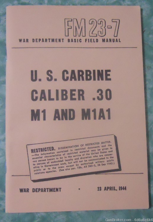 30 CAL CARBINE - M1 & M1A1 Field manual - 1944-img-0