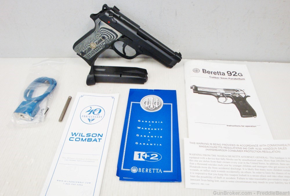 Wilson Combat Beretta 92G Compact Carry 9mm Pistol Blue Like New in Box -img-1