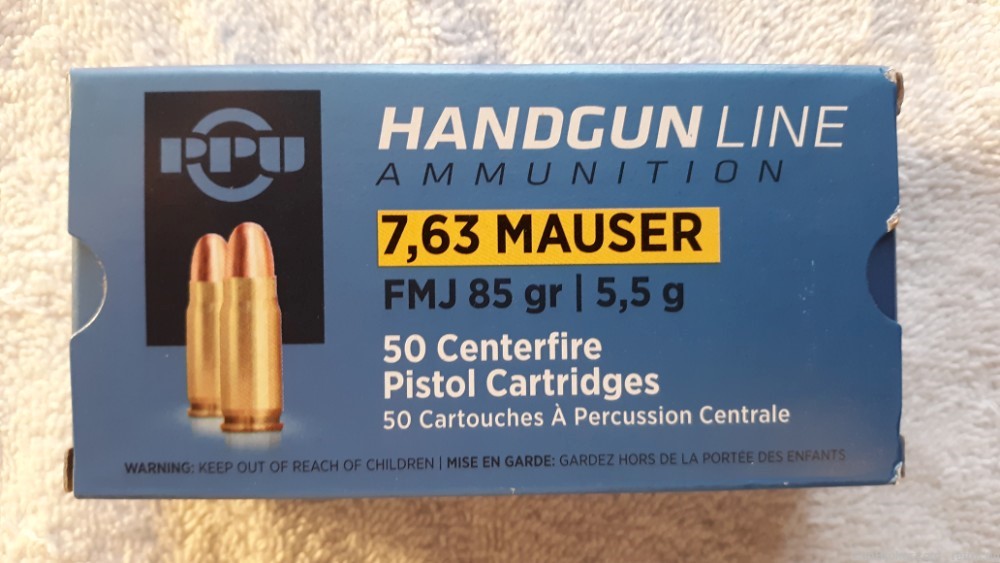 450 Rounds PPU 7.63x25 Mauser Pistol Ammo-img-0