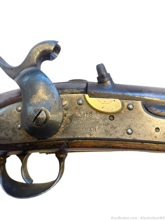 Antique ROBERT JOHNSON US Model 1836 .54 Cal. Flintlock Conversion Pistol-img-3