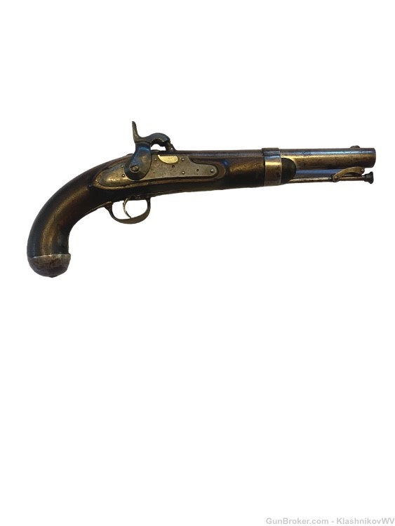 Antique ROBERT JOHNSON US Model 1836 .54 Cal. Flintlock Conversion Pistol-img-1