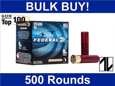 Federal Speed-Shok 12 Gauge 3.5" #3 Steel Shot 500 Rounds CA Compliant