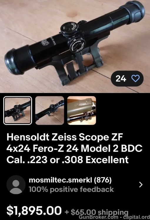 Hensoldt Wetzler Z24 Type 2 scope w/2 Cams HK Illuminator -img-10