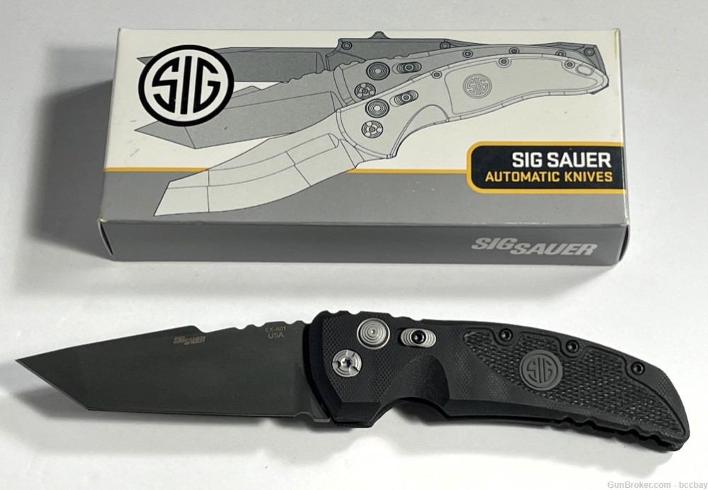 Sig Sauer Hogue EX-A01 3.5" Sig Tactical Auto Folder Tanto Grey Black G-10-img-0