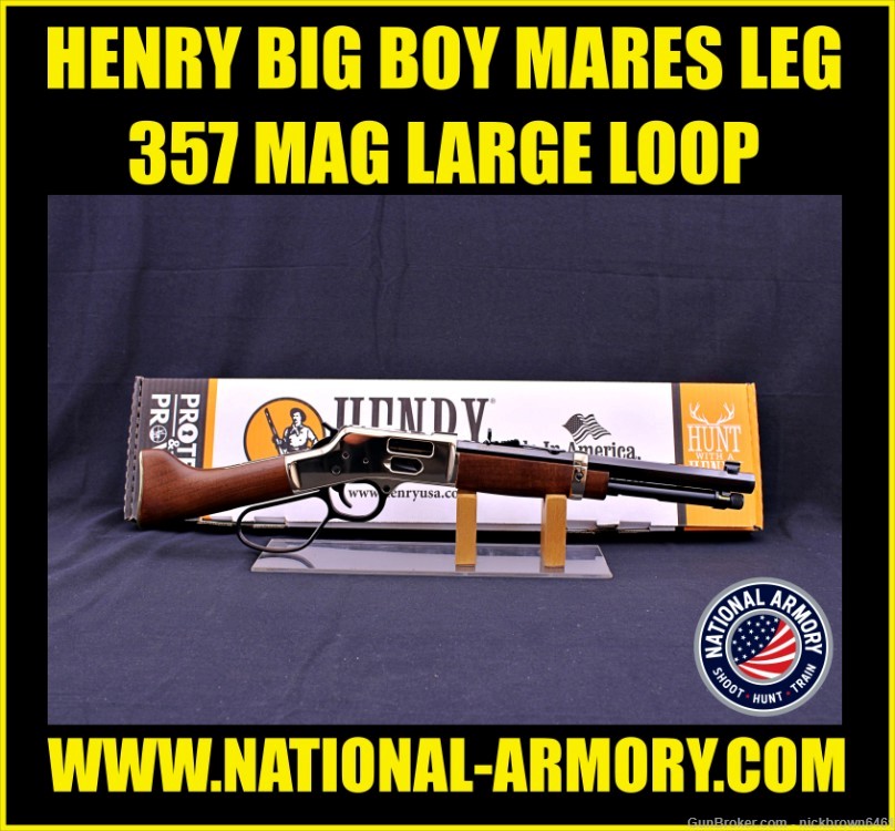 NEW IN BOX HENRY BIG BOY MARE'S LEG .357 MAGNUM POLISHED BRASS H006GMML-img-0