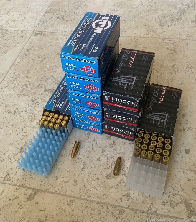 7.63 Mauser / 7.63x25 /30 Mauser Automatic 88gr - 441 new rounds mixed -img-0