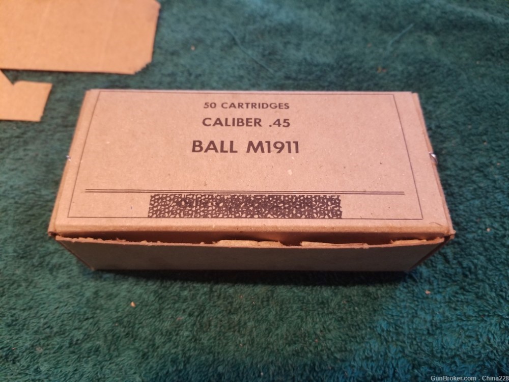 Vintage Cardboard Ammo Box, Ball M1911 .45 Caliber Holds 50 Rds.-img-2