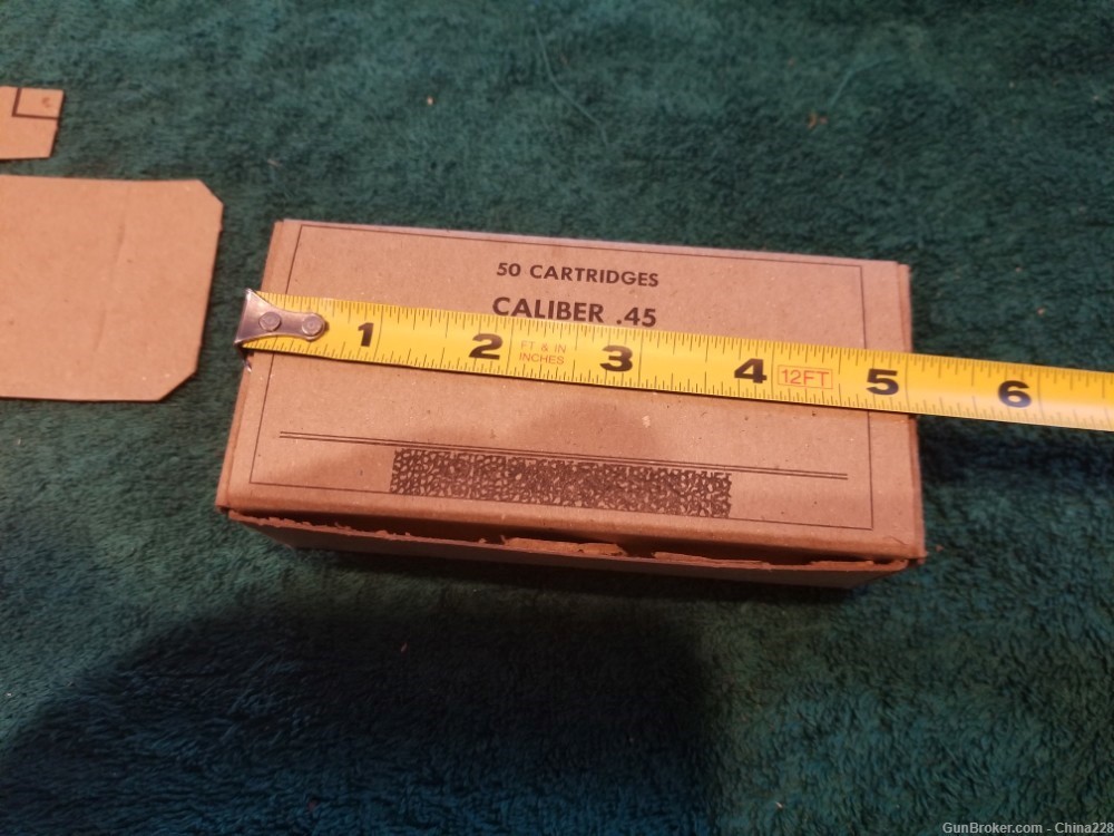Vintage Cardboard Ammo Box, Ball M1911 .45 Caliber Holds 50 Rds.-img-4