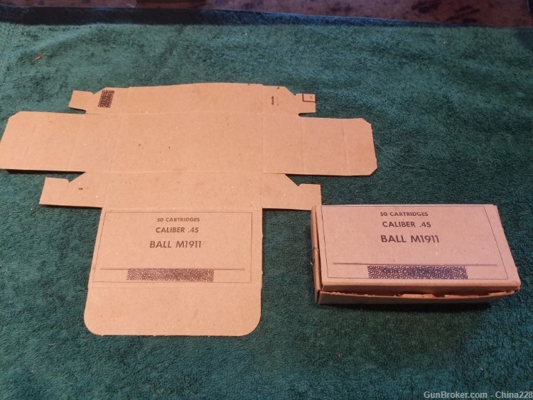 Vintage Cardboard Ammo Box, Ball M1911 .45 Caliber Holds 50 Rds.-img-0