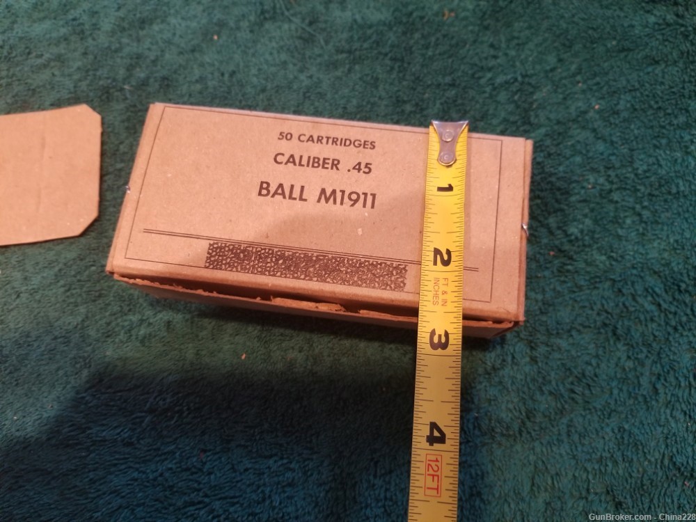Vintage Cardboard Ammo Box, Ball M1911 .45 Caliber Holds 50 Rds.-img-5