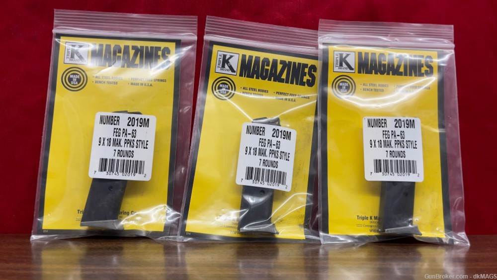 3 Triple K 2019M FEG PA-63 9x18 Makarov PPKS Style 7RD Magazines Mags Clips-img-0