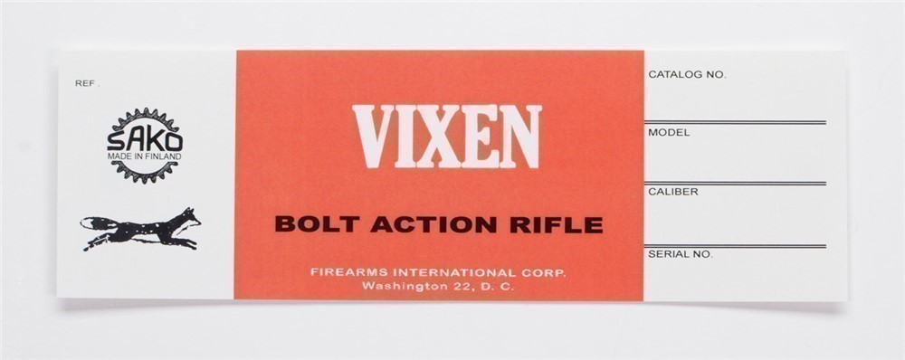 Sako Vixen Firearms International Vintage Box Label-img-0