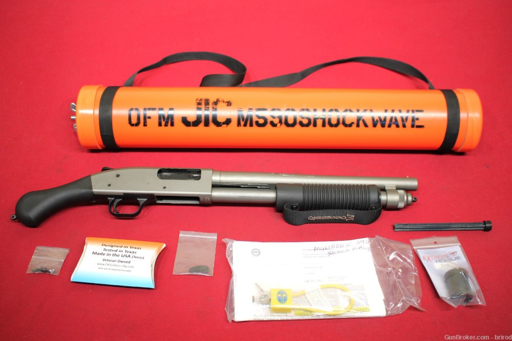 Mossberg 590 JIC Shockwave 14" Pump Shotgun W/OpSol Clip, Orange Tube- NICE-img-0