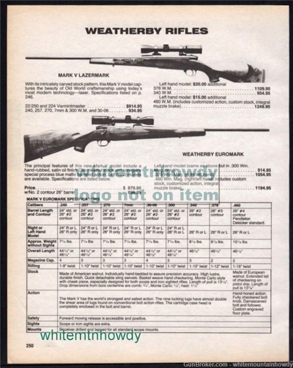 1987 WEATHERBY Mark V Lazermark Euromark Rifle AD-img-0