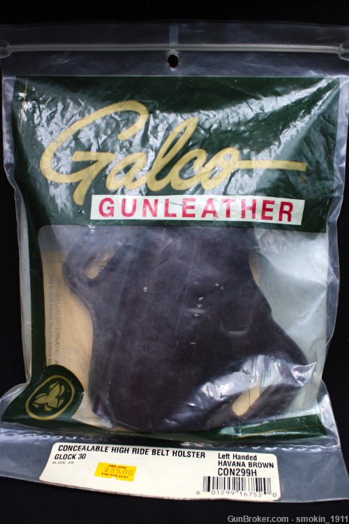 Galco Concealable High Ride Belt Holster LH Brown Glock 30/29 CON299H; NOS-img-2