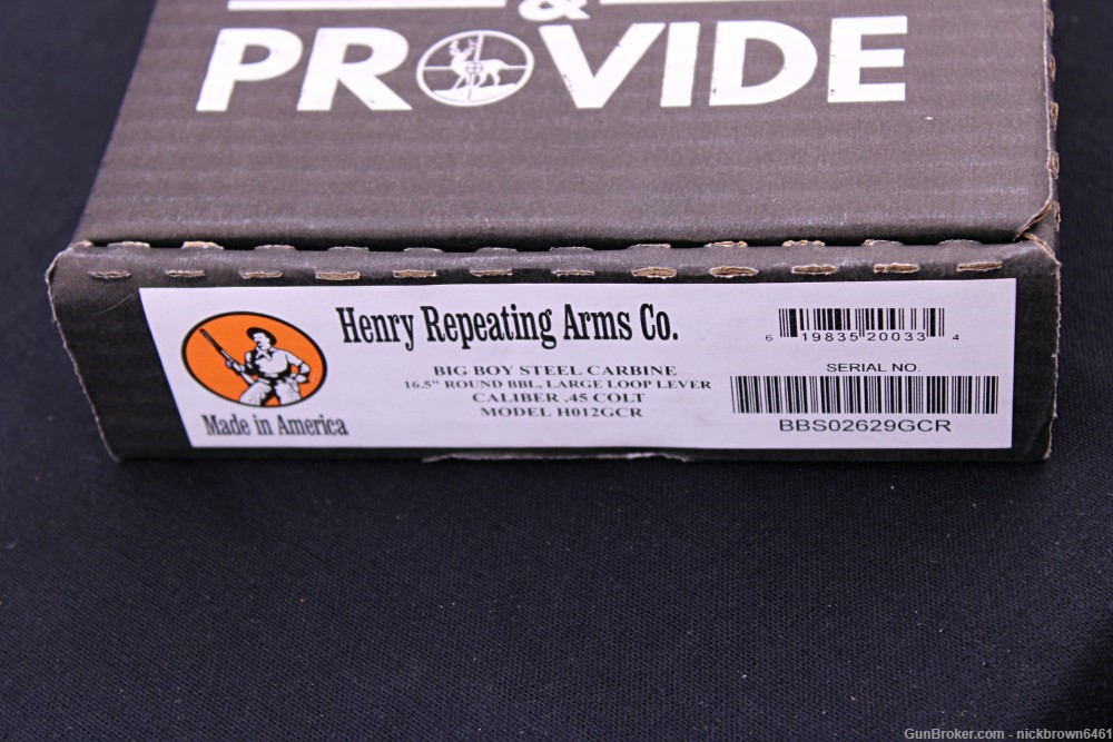 NEW IN BOX HENRY BIG BOY STEEL CARBINE 45 COLT 16.5" H012GCR LEVER ACTION-img-1