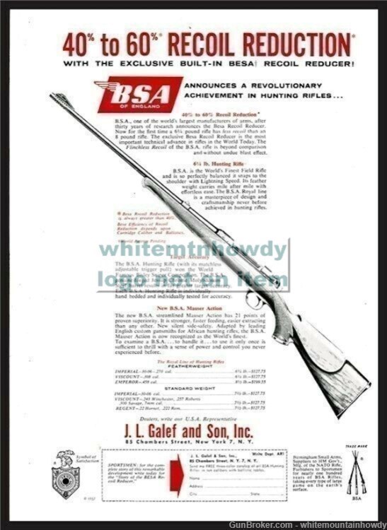 1957 BSA Royal Line Featherweight & Standard Rifle AD Gun Advertising-img-0