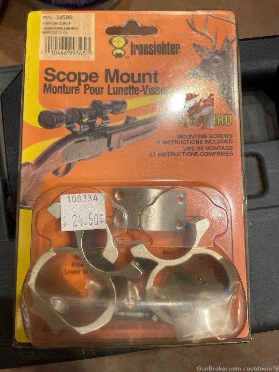 NOS Ironsighter silver see thru scope rings for TC Thunderhawk/ Firehawk-img-0