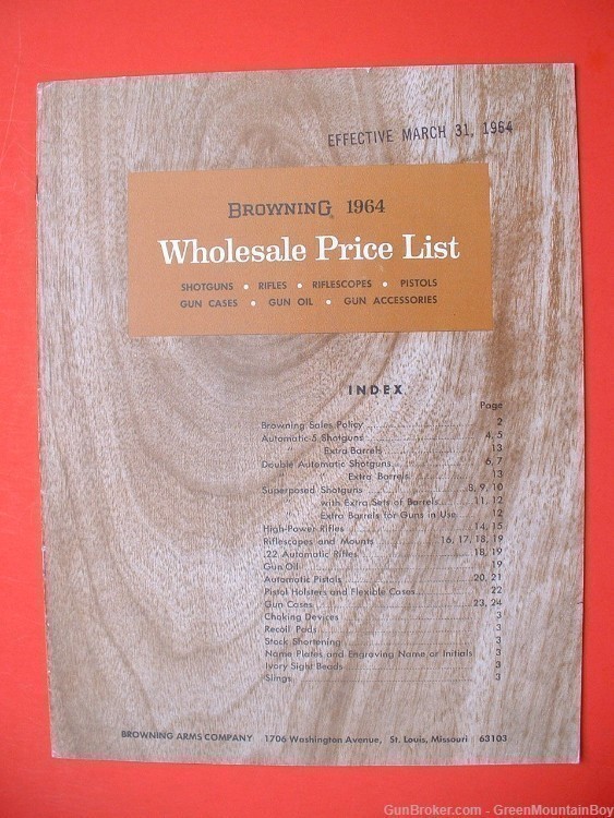 1964 OEM BROWNING Catalog, Price Lists, Letter, Etc. Set - Scarce!-img-2