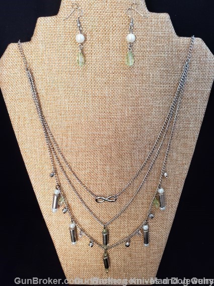Bullets,Crystals & Bling Necklace & Earrings.Handmade-1 of 1. NE13*REDUCED*-img-0