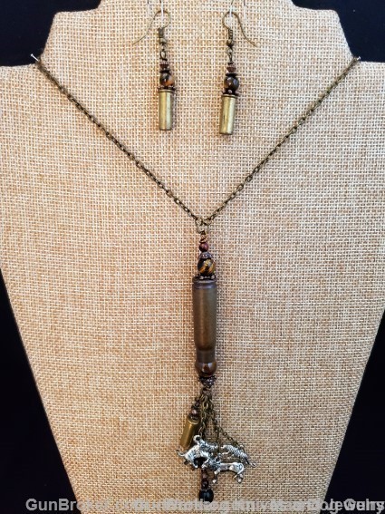 Bullets,Crystals & Bling Necklace & Earrings.Handmade-1 of 1. NE15*REDUCED*-img-0