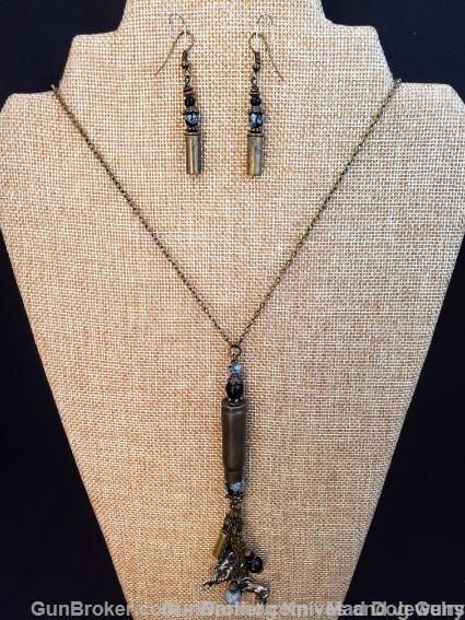 Bullets,Crystals & Bling Necklace & Earrings.Handmade-1 of 1. NE16*REDUCED*-img-0