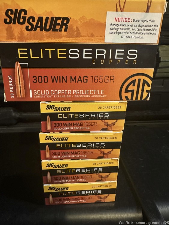 Sig Sauer new 300 Win Mag, 165 grain all Copper Bullet-img-0