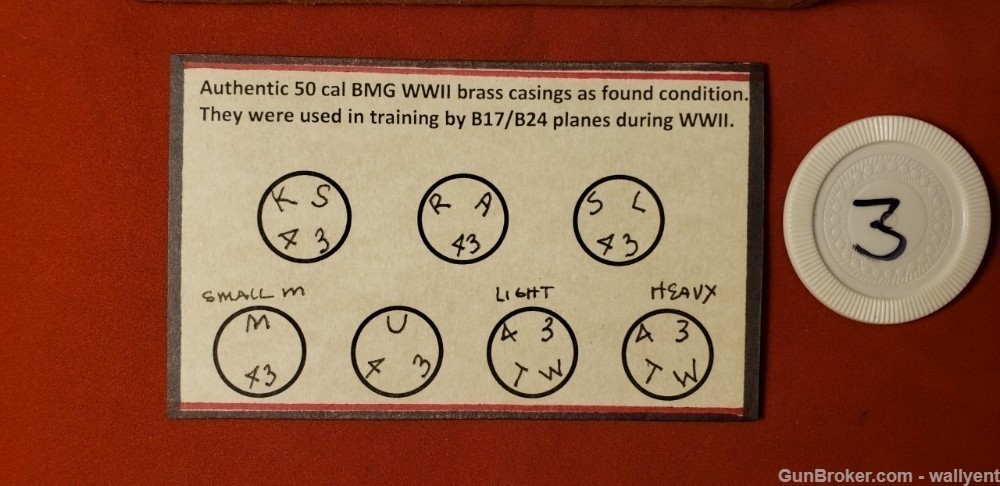 7 WW2 50BMG Brass Casings WWII Different Headstamps 50 cal bmg B17 B24 #3-img-2