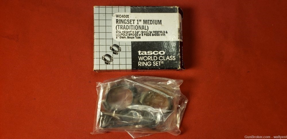 Tasco World Class Ring Set 1" Medium Traditional Redfield Leupold Bridge -img-0