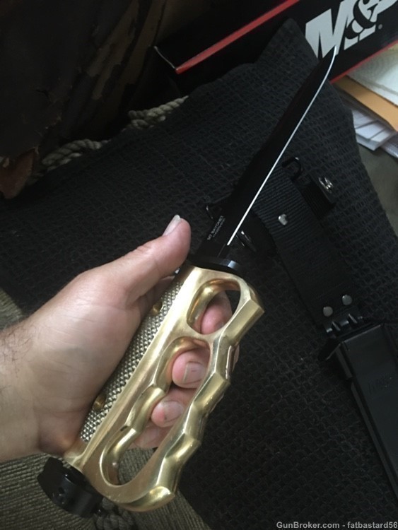 M-7 Bayonet Knuckle Duster solid Brass Grips Custom-S&W M&P Model -img-3
