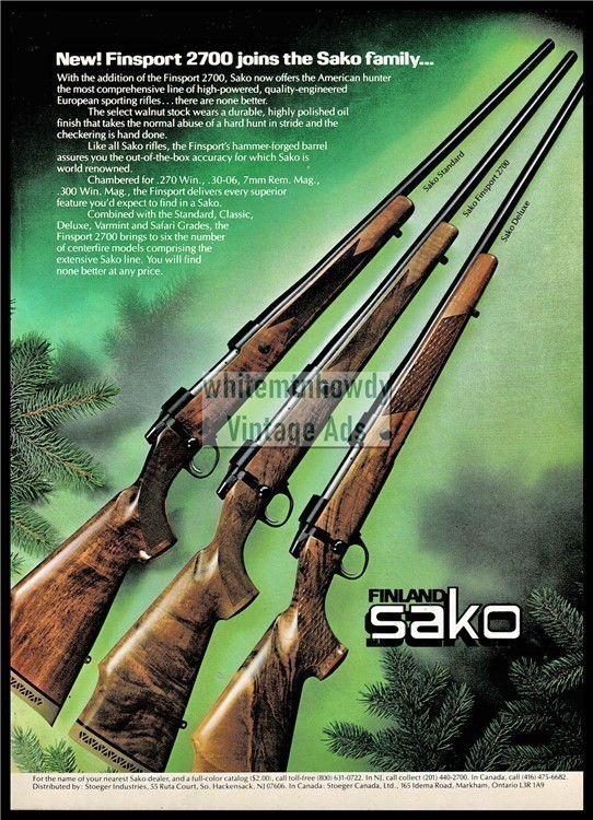 1983 SAKO Finsport 2700, Standard and Deluxe Bolt Action Rifle PRINT AD-img-0