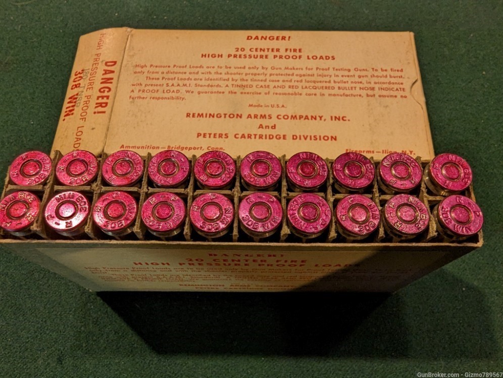 Vintage 1950s-60s Remington Peters .308 Factory High Pressure Proof loads -img-1