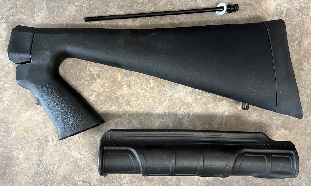 Remington 870 Black synthetic E2 style Stock & Forearm set with stock bolt -img-0