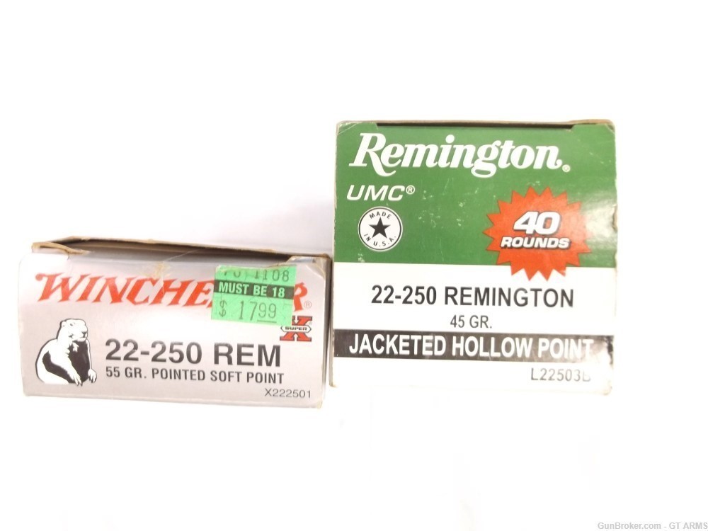 44 ROUNDS OF 22-250 REMINGTON  45 GR H.P. & WINCHESTER  55GR S.P. -img-0