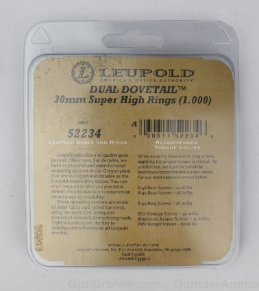 Leupold Dual Dovetail 30mm Super High Rings 1"High-img-1