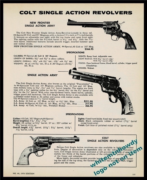 1978 COLT New Frontier SA Army, Single Action Army, Deluxe SA Revolver AD-img-0
