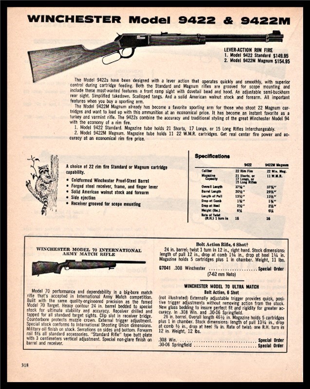 1976 WINCHESTER 9422 9422M Lever Action PRINT AD-img-0