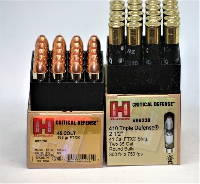 45 COLT FTX HORNADY Critical Defense 410 JUDGE ammo 45 LC FTX + 410 COMBO -img-0