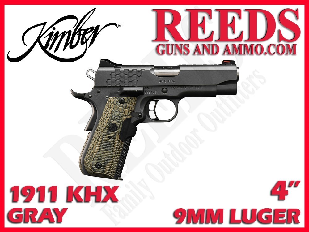 Kimber 1911 KHX Pro Laser Grips Gray 9mm 4in 1-9Rd Mag 3000363-img-0
