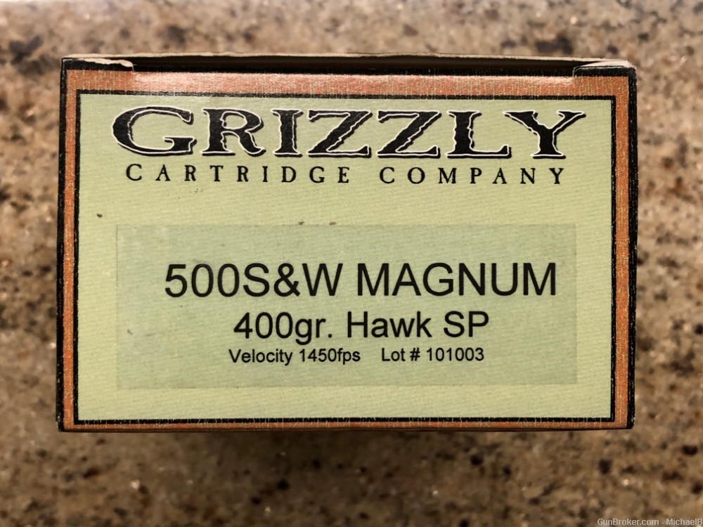 .500 S&W Magnum 400 gr Hawk Soft Point Grizzly Cartridge Co., 37 Rounds-img-0