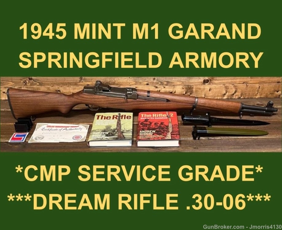 M1 GARAND 1945 SPRINGFIELD CMP SERVICE GRADE PERFECT VAR BORE 0+/1 AMAZING -img-0