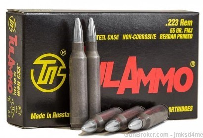 TulAmmo .223 Rem 55Gr FMJ Steel Case Non-Corrosive Berdan Russia Made -img-0
