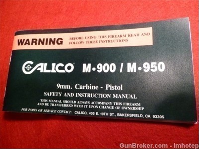 Calico M-900 And M-950 Owner's Manual 