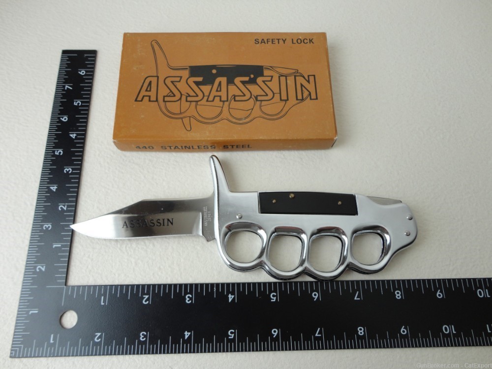 440 Stainless Steel & Made In Japan : ASSASSIN Knuckle Duster Folding Knife-img-0