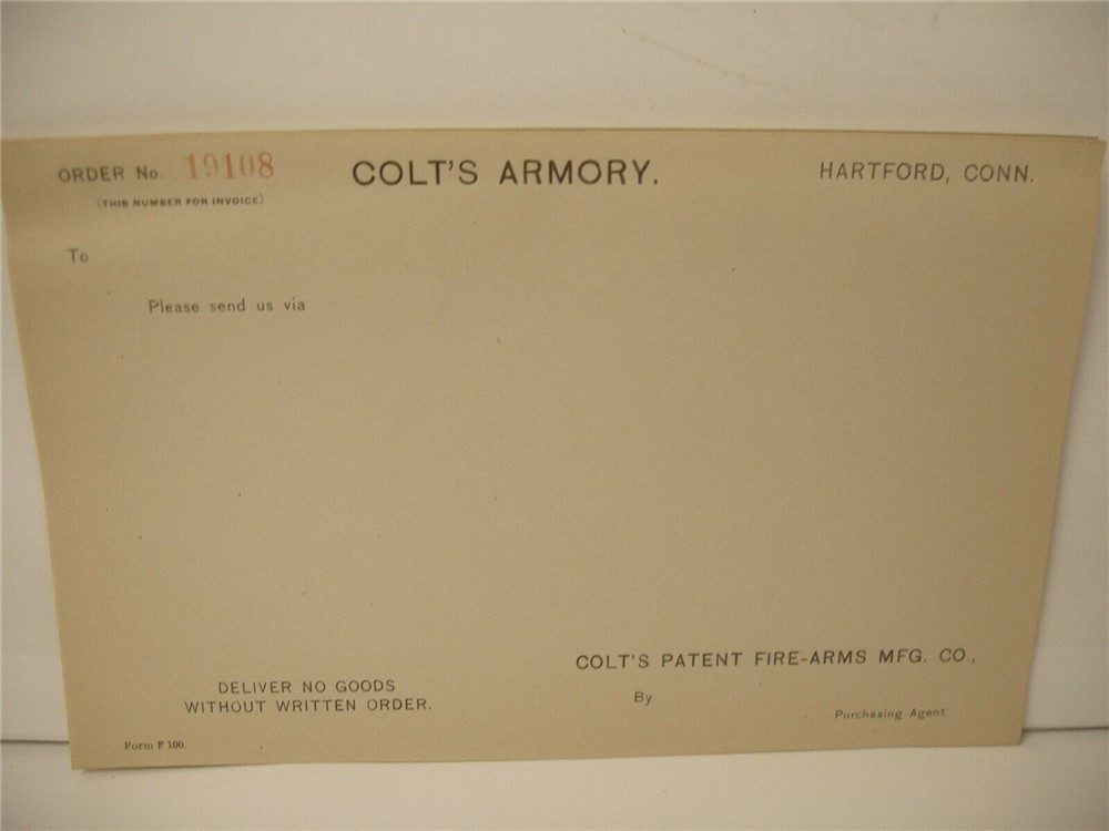 Colt Patent Firearms Unused Order Document-img-0