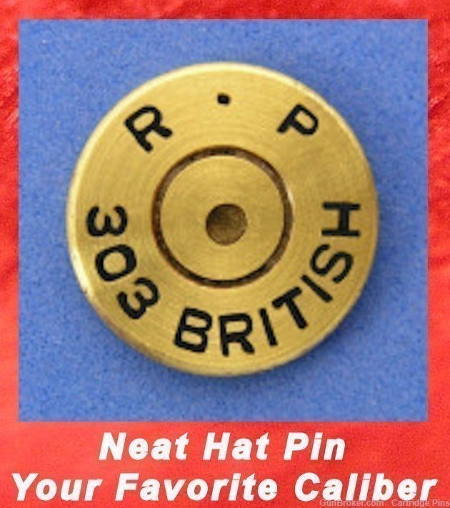 Remington R-P 303 British Brass Cartridge Hat Pin  Tie Tac  Ammo Bullet-img-0