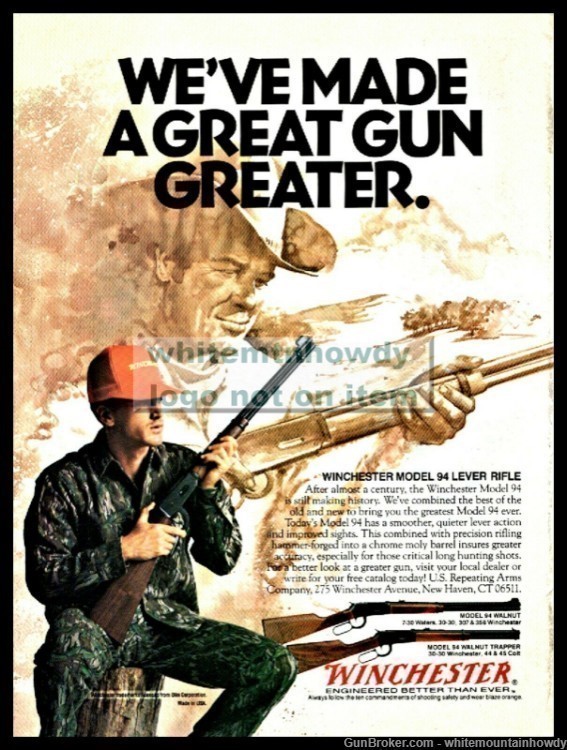 1991 WINCHESTER Model 94 Lever Action Walnut and Trapper Rifle PRINT AD-img-0